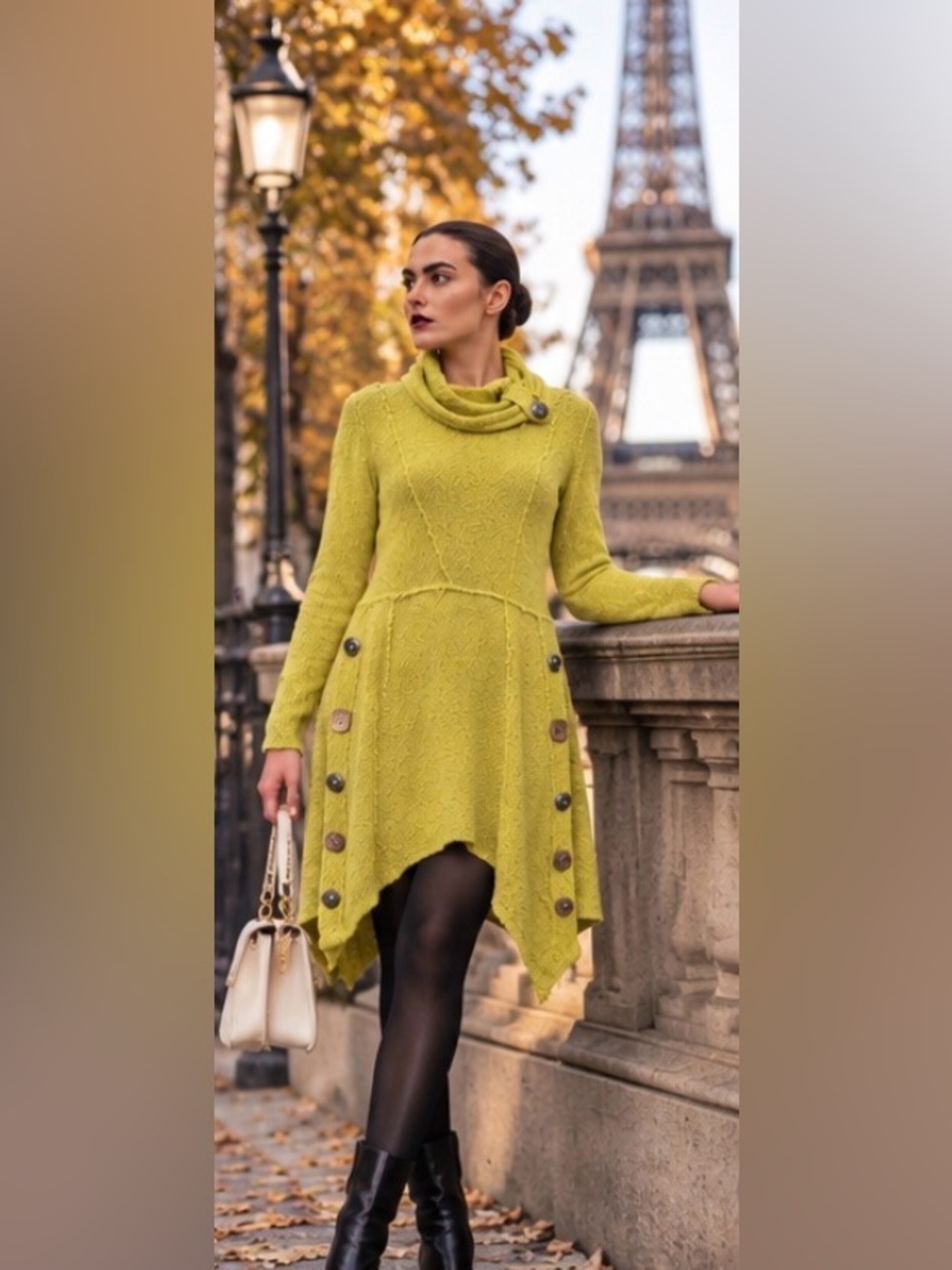 Soft Surroundings Chartreuse Asymmetrical Knit Sweater